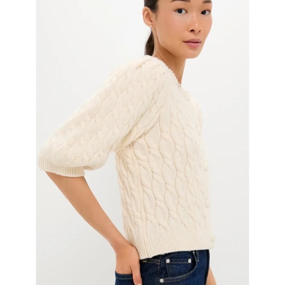 Tuckernuck Cream Embellished Hadley Cardigan Sz. S